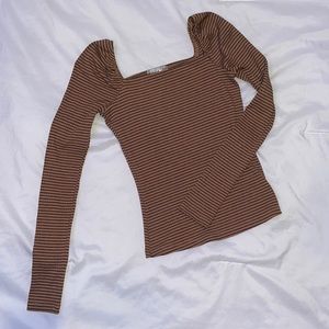 FITZ + EDDI | Striped Square Neck Top - Brown